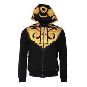 Versace Barocco ZipUp Hoodie Men Black Sweaters